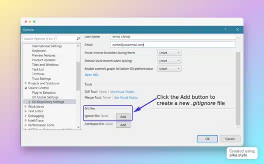 Add gitignore file in Visual Studio 2022