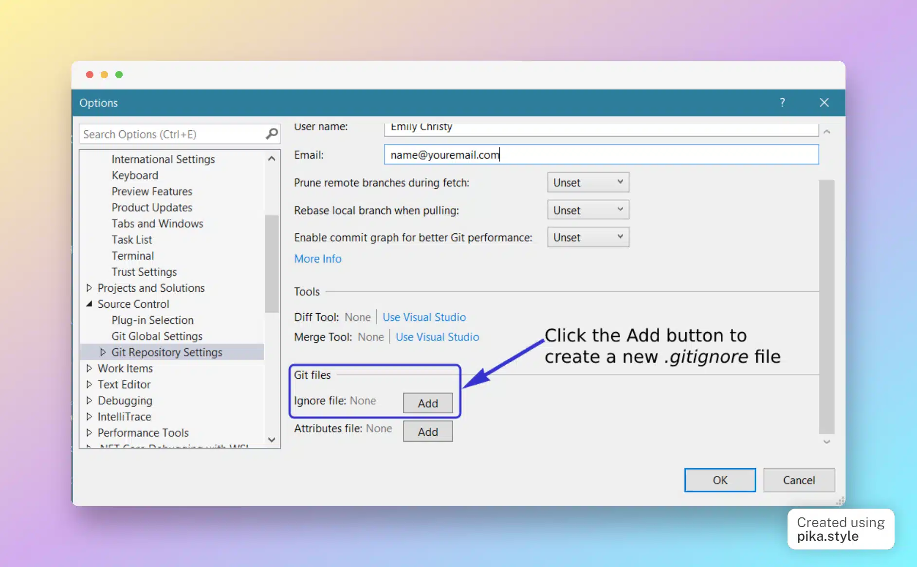 How to add or create a .gitignore file in Visual Studio 2022